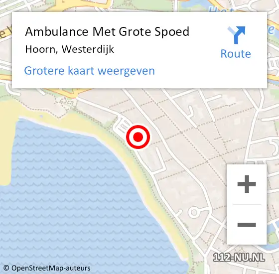 Locatie op kaart van de 112 melding: Ambulance Met Grote Spoed Naar Hoorn, Westerdijk op 19 januari 2024 00:08
