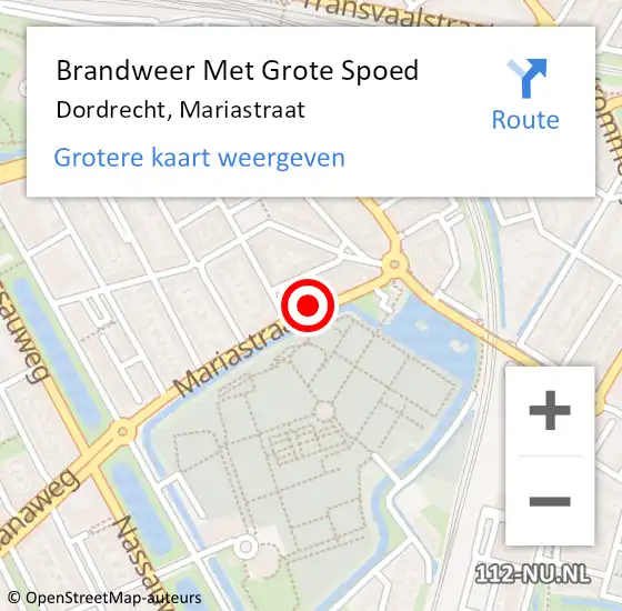 Locatie op kaart van de 112 melding: Brandweer Met Grote Spoed Naar Dordrecht, Mariastraat op 19 januari 2024 00:26