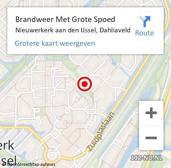 Locatie op kaart van de 112 melding: Brandweer Met Grote Spoed Naar Nieuwerkerk aan den IJssel, Dahliaveld op 19 januari 2024 00:41