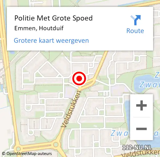 Locatie op kaart van de 112 melding: Politie Met Grote Spoed Naar Emmen, Houtduif op 19 januari 2024 01:04