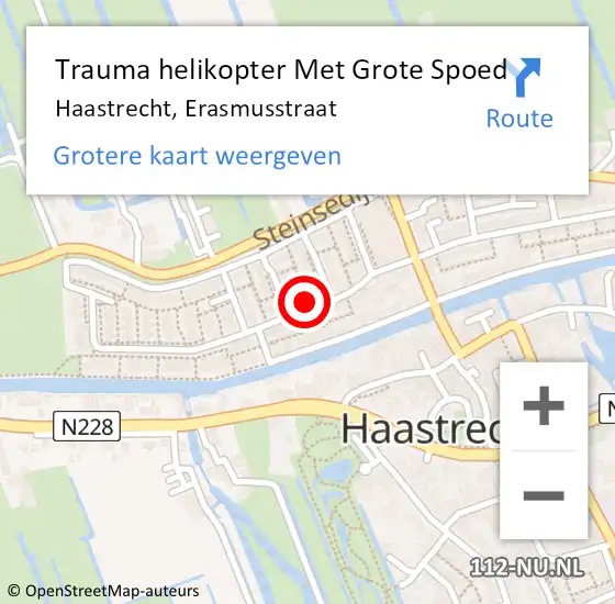 Locatie op kaart van de 112 melding: Trauma helikopter Met Grote Spoed Naar Haastrecht, Erasmusstraat op 19 januari 2024 01:48