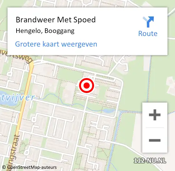 Locatie op kaart van de 112 melding: Brandweer Met Spoed Naar Hengelo, Booggang op 19 januari 2024 01:59