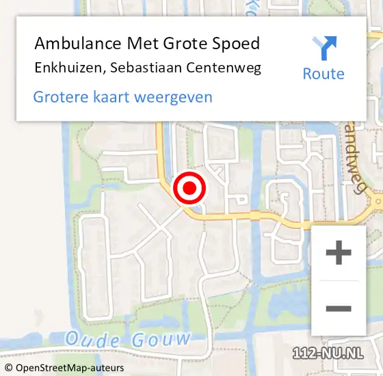 Locatie op kaart van de 112 melding: Ambulance Met Grote Spoed Naar Enkhuizen, Sebastiaan Centenweg op 19 januari 2024 02:43
