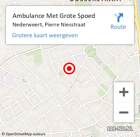 Locatie op kaart van de 112 melding: Ambulance Met Grote Spoed Naar Nederweert, Pierre Niesstraat op 19 januari 2024 04:57