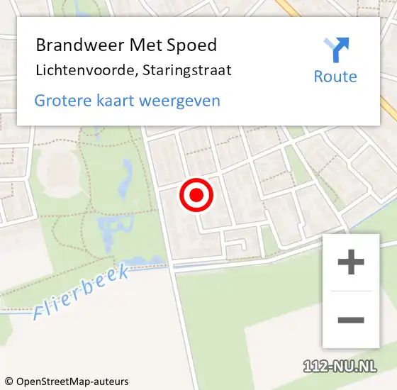 Locatie op kaart van de 112 melding: Brandweer Met Spoed Naar Lichtenvoorde, Staringstraat op 19 januari 2024 05:22