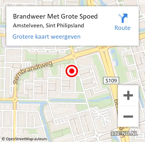 Locatie op kaart van de 112 melding: Brandweer Met Grote Spoed Naar Amstelveen, Sint Philipsland op 19 januari 2024 05:24