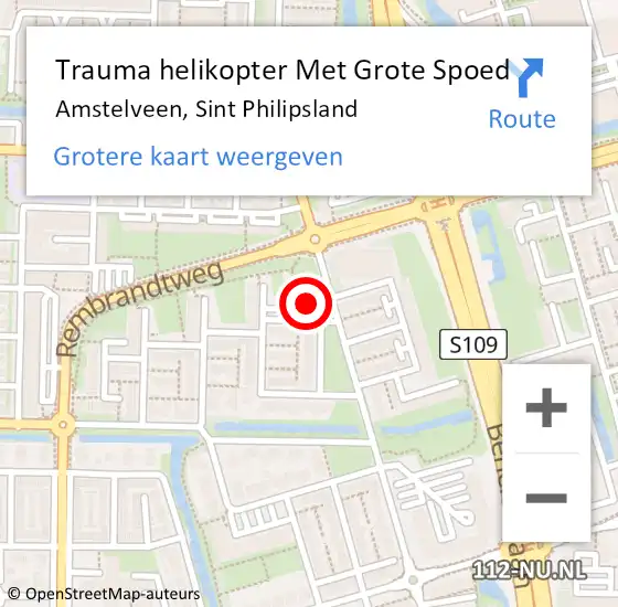 Locatie op kaart van de 112 melding: Trauma helikopter Met Grote Spoed Naar Amstelveen, Sint Philipsland op 19 januari 2024 05:25