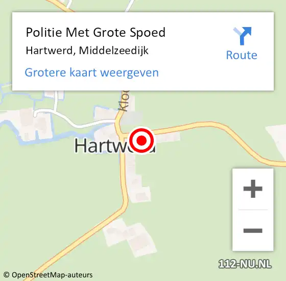 Locatie op kaart van de 112 melding: Politie Met Grote Spoed Naar Hartwerd, Middelzeedijk op 19 januari 2024 05:34