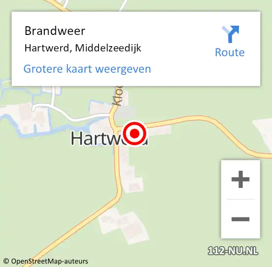 Locatie op kaart van de 112 melding: Brandweer Hartwerd, Middelzeedijk op 19 januari 2024 05:38