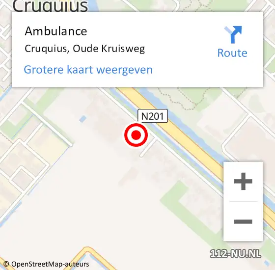 Locatie op kaart van de 112 melding: Ambulance Cruquius, Oude Kruisweg op 19 januari 2024 05:46