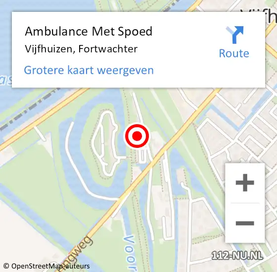 Locatie op kaart van de 112 melding: Ambulance Met Spoed Naar Vijfhuizen, Fortwachter op 19 januari 2024 06:25