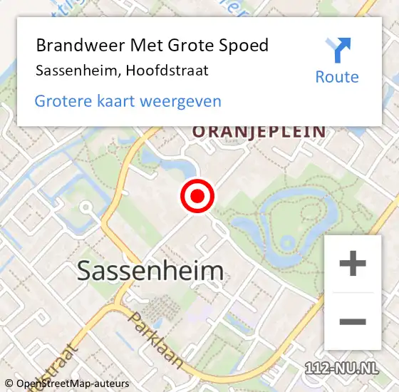 Locatie op kaart van de 112 melding: Brandweer Met Grote Spoed Naar Sassenheim, Hoofdstraat op 19 januari 2024 06:44