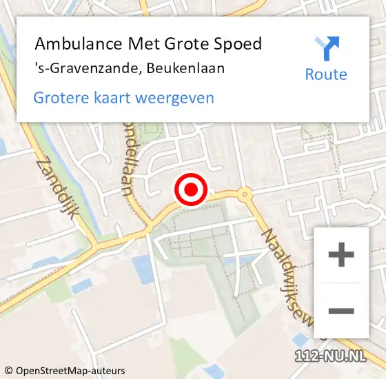 Locatie op kaart van de 112 melding: Ambulance Met Grote Spoed Naar 's-Gravenzande, Beukenlaan op 19 januari 2024 06:44