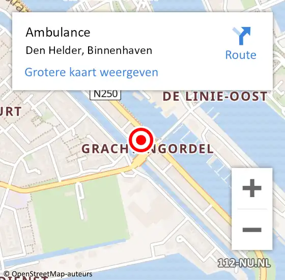 Locatie op kaart van de 112 melding: Ambulance Den Helder, Binnenhaven op 19 januari 2024 07:05