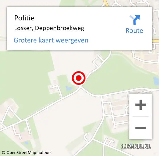 Locatie op kaart van de 112 melding: Politie Losser, Deppenbroekweg op 19 januari 2024 07:09