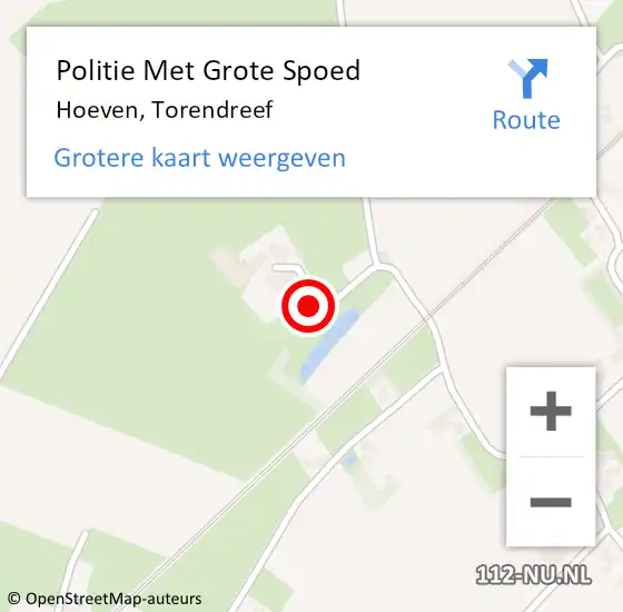 Locatie op kaart van de 112 melding: Politie Met Grote Spoed Naar Hoeven, Torendreef op 19 januari 2024 07:13