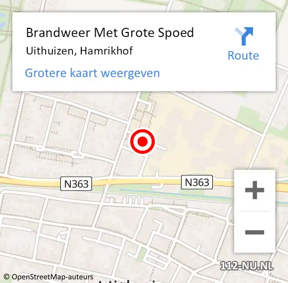 Locatie op kaart van de 112 melding: Brandweer Met Grote Spoed Naar Uithuizen, Hamrikhof op 19 januari 2024 07:18