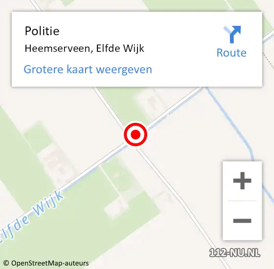 Locatie op kaart van de 112 melding: Politie Heemserveen, Elfde Wijk op 19 januari 2024 07:20