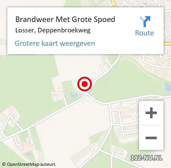 Locatie op kaart van de 112 melding: Brandweer Met Grote Spoed Naar Losser, Deppenbroekweg op 19 januari 2024 07:27