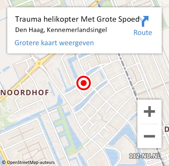 Locatie op kaart van de 112 melding: Trauma helikopter Met Grote Spoed Naar Den Haag, Kennemerlandsingel op 19 januari 2024 07:35