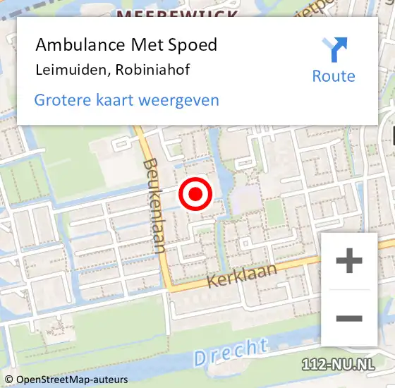 Locatie op kaart van de 112 melding: Ambulance Met Spoed Naar Leimuiden, Robiniahof op 19 januari 2024 07:59