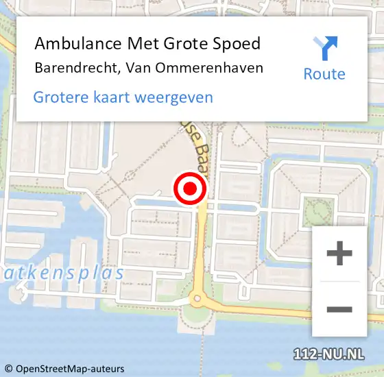 Locatie op kaart van de 112 melding: Ambulance Met Grote Spoed Naar Barendrecht, Van Ommerenhaven op 19 januari 2024 08:12
