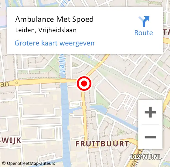 Locatie op kaart van de 112 melding: Ambulance Met Spoed Naar Leiden, Vrijheidslaan op 19 januari 2024 08:36