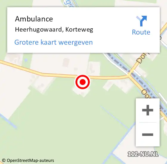 Locatie op kaart van de 112 melding: Ambulance Heerhugowaard, Korteweg op 19 januari 2024 08:57