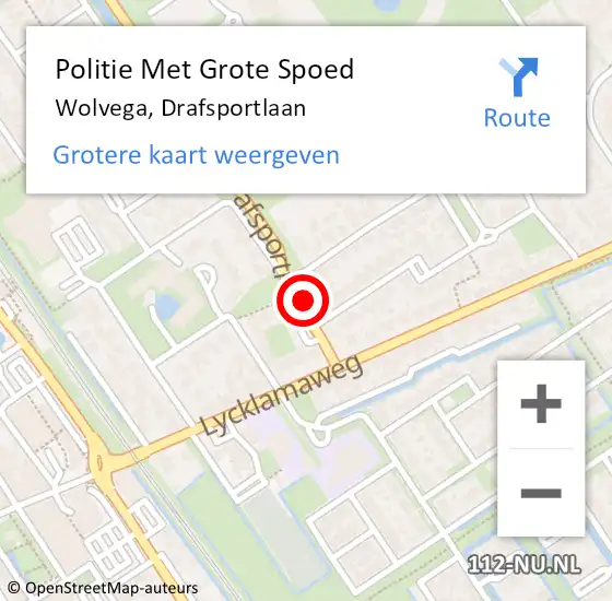 Locatie op kaart van de 112 melding: Politie Met Grote Spoed Naar Wolvega, Drafsportlaan op 19 januari 2024 09:10