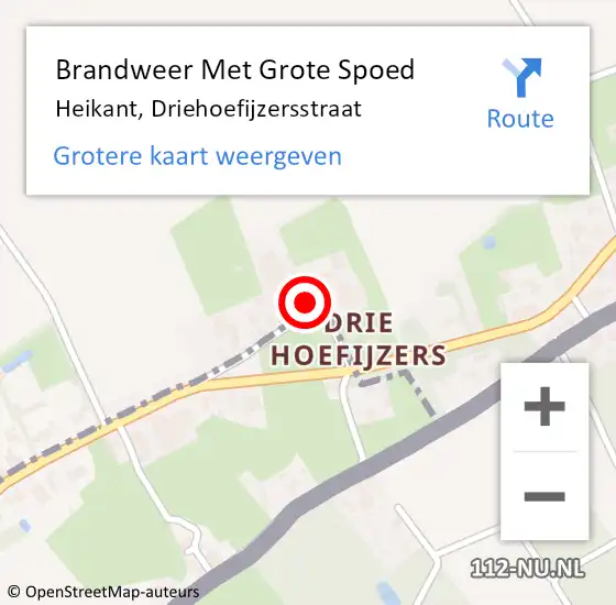 Locatie op kaart van de 112 melding: Brandweer Met Grote Spoed Naar Heikant, Driehoefijzersstraat op 19 januari 2024 09:16