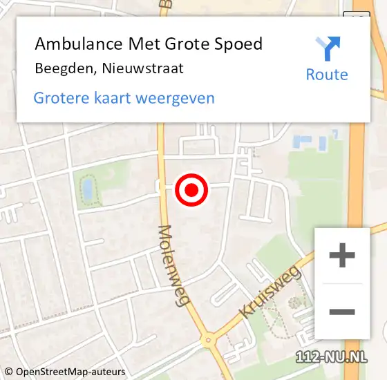 Locatie op kaart van de 112 melding: Ambulance Met Grote Spoed Naar Beegden, Nieuwstraat op 19 januari 2024 09:37