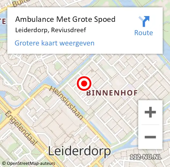 Locatie op kaart van de 112 melding: Ambulance Met Grote Spoed Naar Leiderdorp, Reviusdreef op 19 januari 2024 09:43