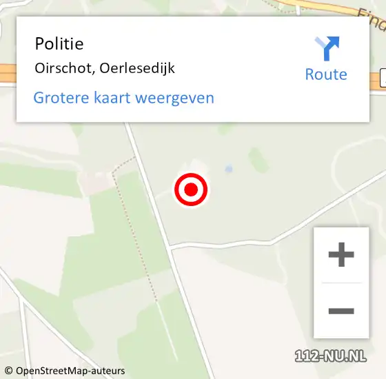 Locatie op kaart van de 112 melding: Politie Oirschot, Oerlesedijk op 19 januari 2024 09:44