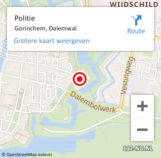 Locatie op kaart van de 112 melding: Politie Gorinchem, Dalemwal op 19 januari 2024 09:47