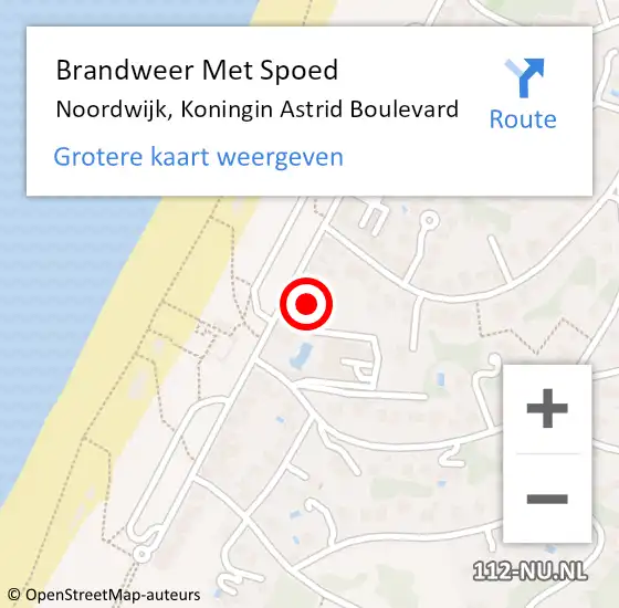 Locatie op kaart van de 112 melding: Brandweer Met Spoed Naar Noordwijk, Koningin Astrid Boulevard op 19 januari 2024 09:55