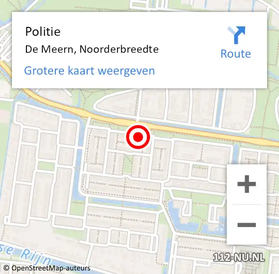 Locatie op kaart van de 112 melding: Politie De Meern, Noorderbreedte op 19 januari 2024 10:00