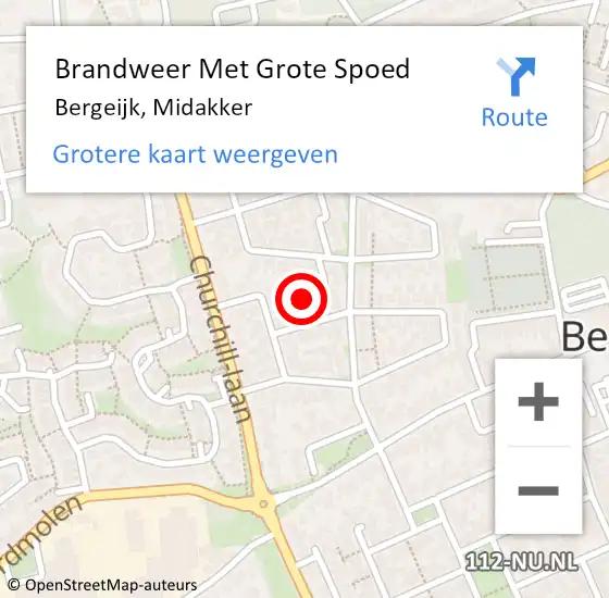 Locatie op kaart van de 112 melding: Brandweer Met Grote Spoed Naar Bergeijk, Midakker op 19 januari 2024 10:10