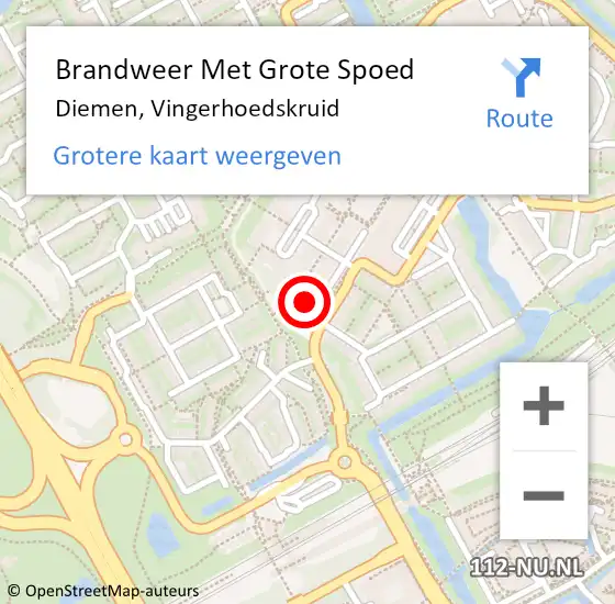 Locatie op kaart van de 112 melding: Brandweer Met Grote Spoed Naar Diemen, Vingerhoedskruid op 19 januari 2024 10:33