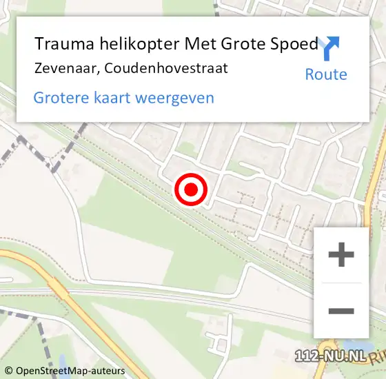 Locatie op kaart van de 112 melding: Trauma helikopter Met Grote Spoed Naar Zevenaar, Coudenhovestraat op 19 januari 2024 11:01