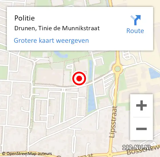 Locatie op kaart van de 112 melding: Politie Drunen, Tinie de Munnikstraat op 19 januari 2024 11:03