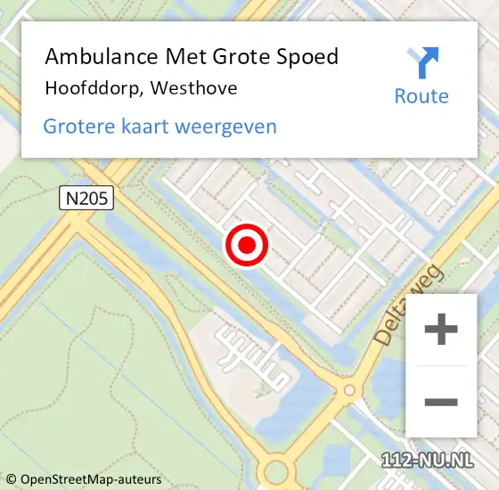 Locatie op kaart van de 112 melding: Ambulance Met Grote Spoed Naar Hoofddorp, Westhove op 19 januari 2024 11:08
