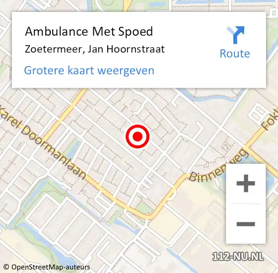 Locatie op kaart van de 112 melding: Ambulance Met Spoed Naar Zoetermeer, Jan Hoornstraat op 19 januari 2024 11:18