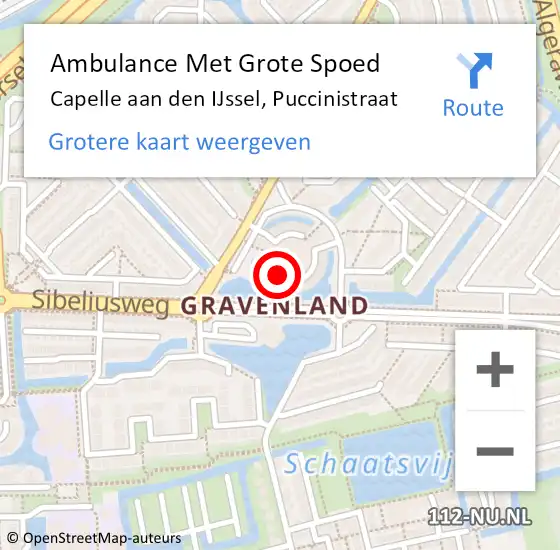 Locatie op kaart van de 112 melding: Ambulance Met Grote Spoed Naar Capelle aan den IJssel, Puccinistraat op 19 januari 2024 12:03