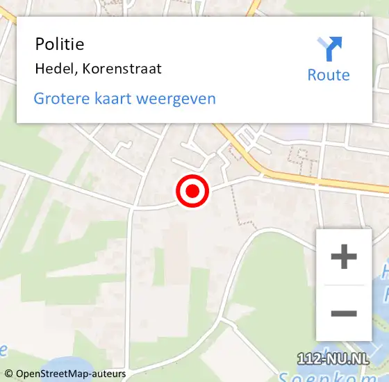 Locatie op kaart van de 112 melding: Politie Hedel, Korenstraat op 19 januari 2024 12:04