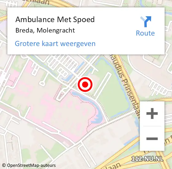 Locatie op kaart van de 112 melding: Ambulance Met Spoed Naar Breda, Molengracht op 19 januari 2024 12:10