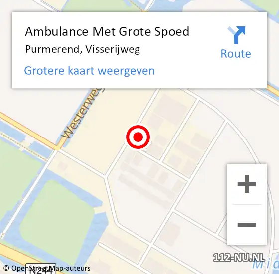 Locatie op kaart van de 112 melding: Ambulance Met Grote Spoed Naar Purmerend, Visserijweg op 19 januari 2024 12:13