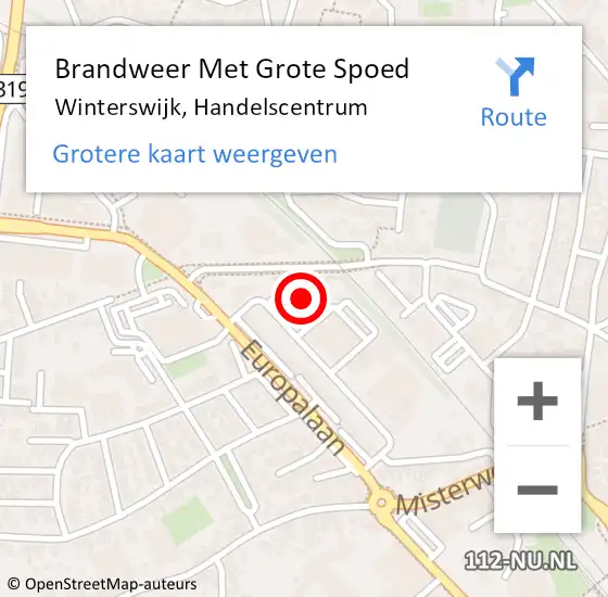 Locatie op kaart van de 112 melding: Brandweer Met Grote Spoed Naar Winterswijk, Handelscentrum op 19 januari 2024 12:15