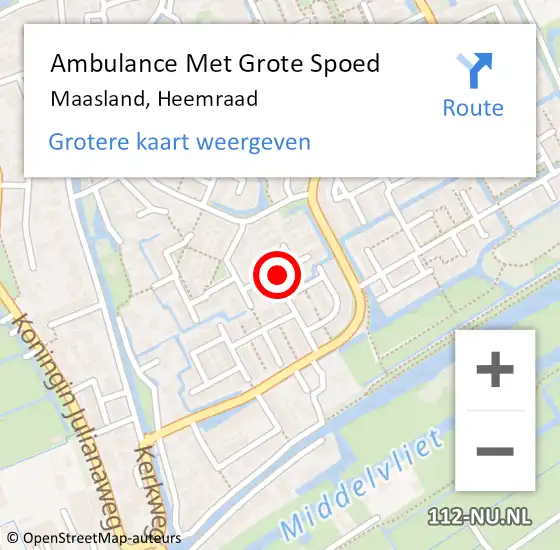 Locatie op kaart van de 112 melding: Ambulance Met Grote Spoed Naar Maasland, Heemraad op 19 januari 2024 12:26