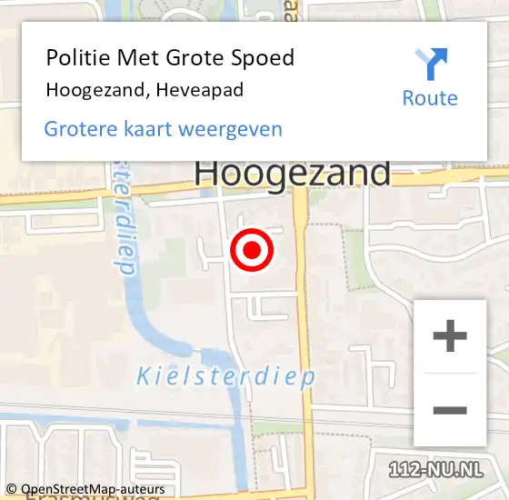 Locatie op kaart van de 112 melding: Politie Met Grote Spoed Naar Hoogezand, Heveapad op 19 januari 2024 12:27