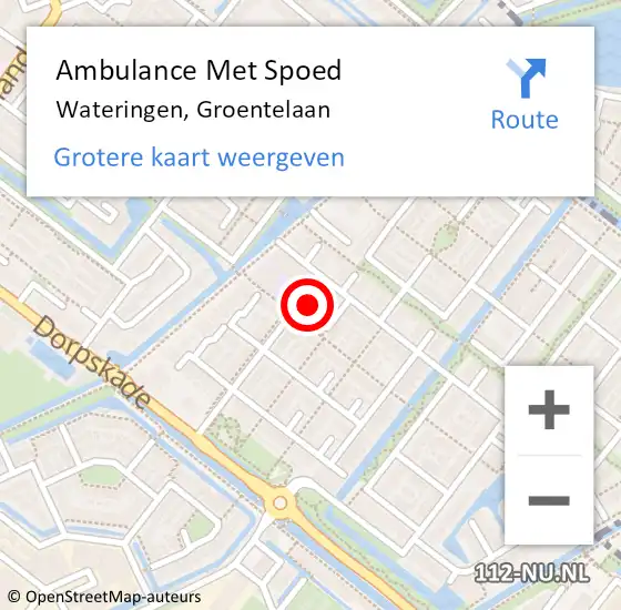 Locatie op kaart van de 112 melding: Ambulance Met Spoed Naar Wateringen, Groentelaan op 19 januari 2024 12:29